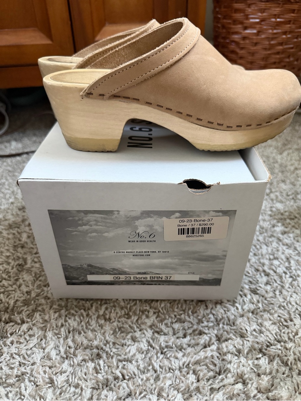 No. 6 Bone Suede Clog Mule